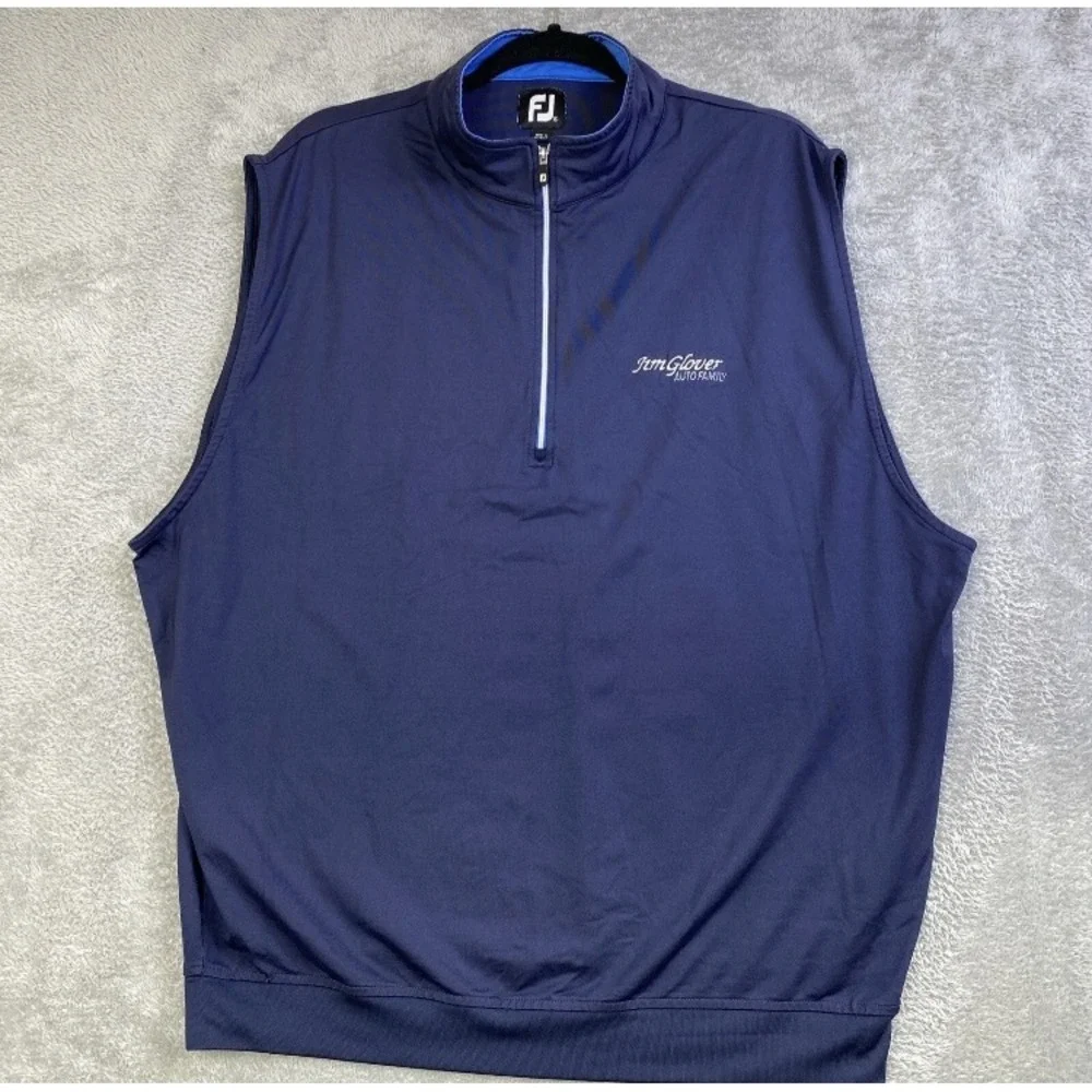 FootJoy Golf Vest Mens XL Navy Blue Nylon 1/4 Zip Sleeveless Hiking Outdoors